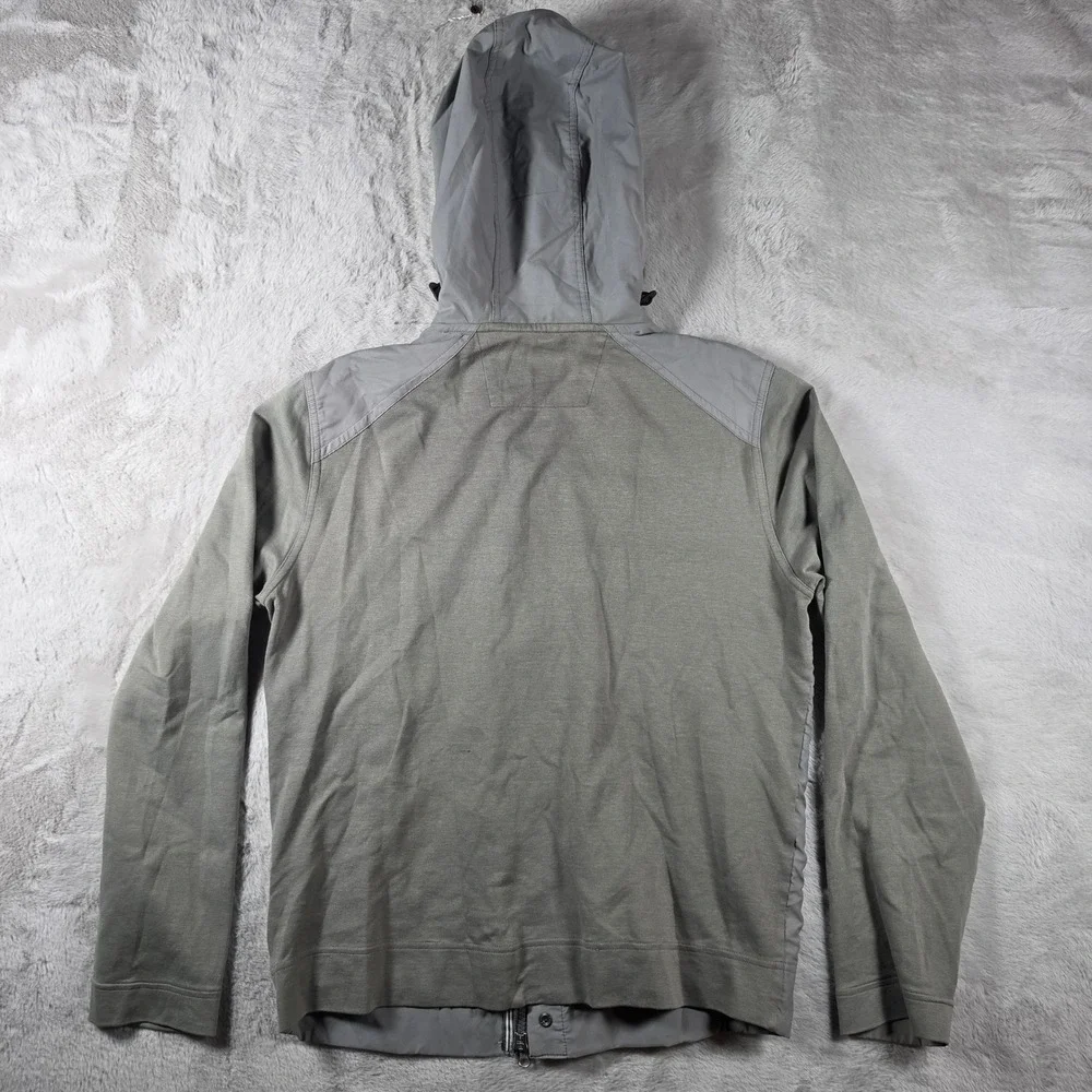 Banana Republic Mixed Media Jacket‎ Mens Small Grey Hooded Full Zip Utility
